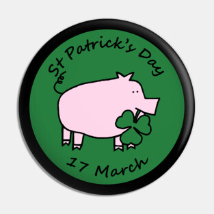 Pig with Shamrock St Patricks Day Pin