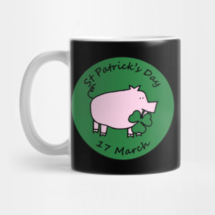 Pig with Shamrock St Patricks Day Mug
