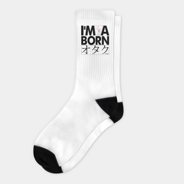 Anime Otaku Tee, I'm a born オタク Otaku Anime & Manga Cool Funs Socks by DrollDrifter