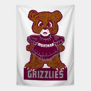 Vintage Montana Grizzly Mascot Tapestry