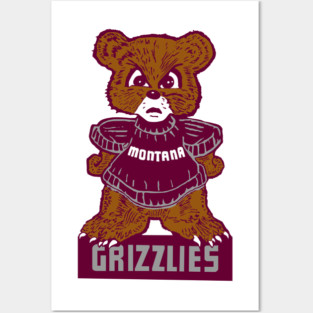 Vintage Montana Grizzly Mascot Posters and Art