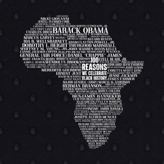 100 Reasons we celebrate black history, Africa, Black History, typography by UrbanLifeApparel