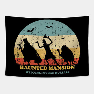 Haunted Mansion Vintage Retro Sunset Tapestry