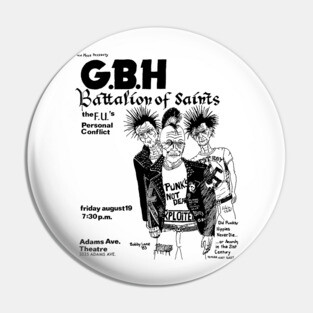 G.B.H. / Battalion of Saints / The F.U.s / Personal Conflict Punk Flyer Pin