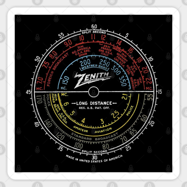Vintage Retro Radio Dial Ham Radio Zenith Dial Sticker by Joaddo
