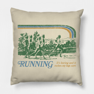 Running / 80s Vintage Style Parody Design Pillow