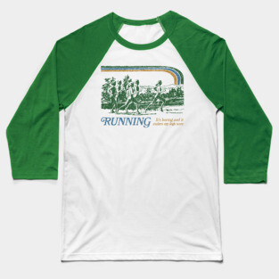 Running / 80s Vintage Style Parody Design Baseball T-Shirt