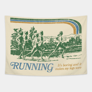 Running / 80s Vintage Style Parody Design Tapestry