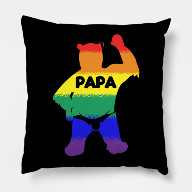 Papa Bear Waving Bear with Gay Pride Pillow by belownormal