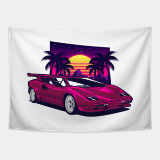 Pink Countach Classic Supercar Tapestry