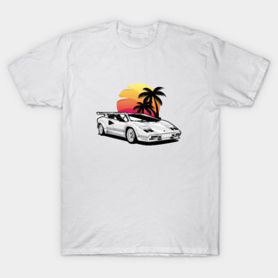 White Countach Sunset Miami T-Shirt