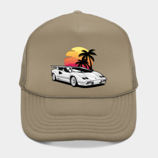 White Countach Sunset Miami Hat