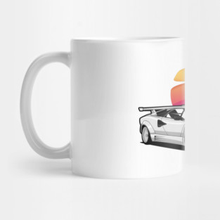 White Countach Sunset Miami Mug