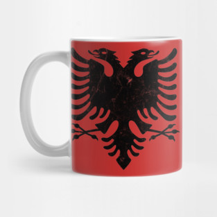 Albania // Faded Vintage Style Eagle Flag Design Mug