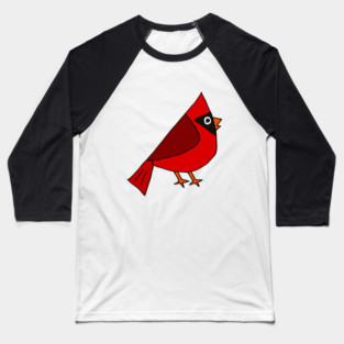 Cool Artistic Red Cardinal Bird Cartoon Baseball T-Shirt
