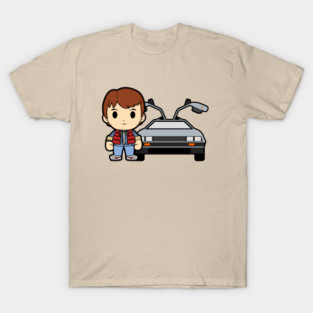 Marty Mcfly Chibi and Delorian Car T-Shirt