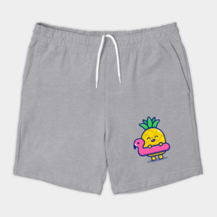 Cute Pineapple With Swimming Flamingo Shorts