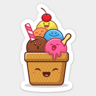 Happy Cute Ice Cream Magnet