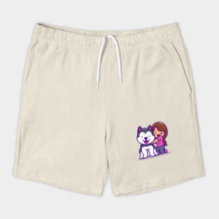 Cute Girl With Husky Dog Shorts