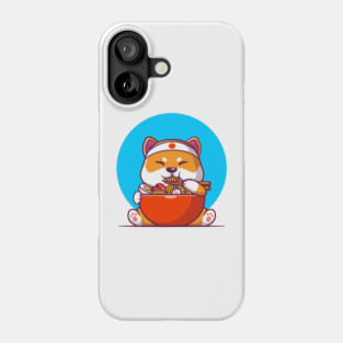 Cute Shiba Inu Eating Ramen Noodle Phone Case