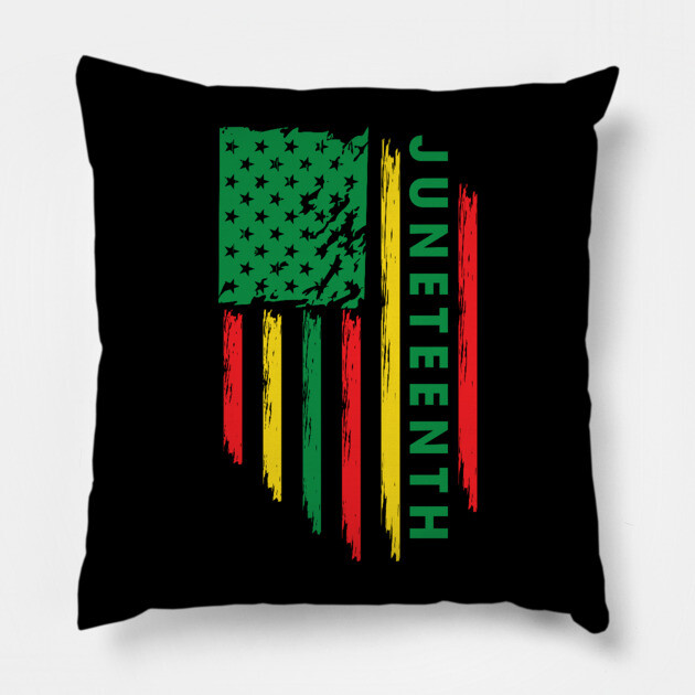 Juneteenth, Black History, Freedom Day, USA Flag, African Colors Pillow by UrbanLifeApparel