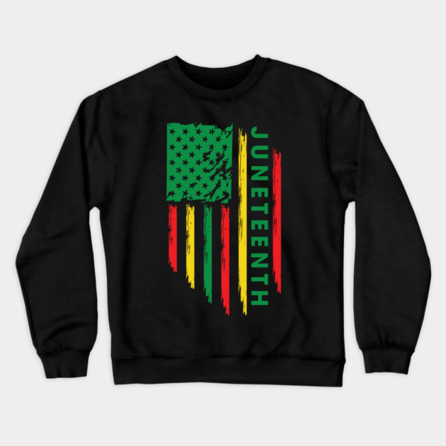 Juneteenth, Black History, Freedom Day, USA Flag, African Colors Crewneck Sweatshirt by UrbanLifeApparel