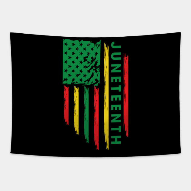 Juneteenth, Black History, Freedom Day, USA Flag, African Colors Tapestry by UrbanLifeApparel