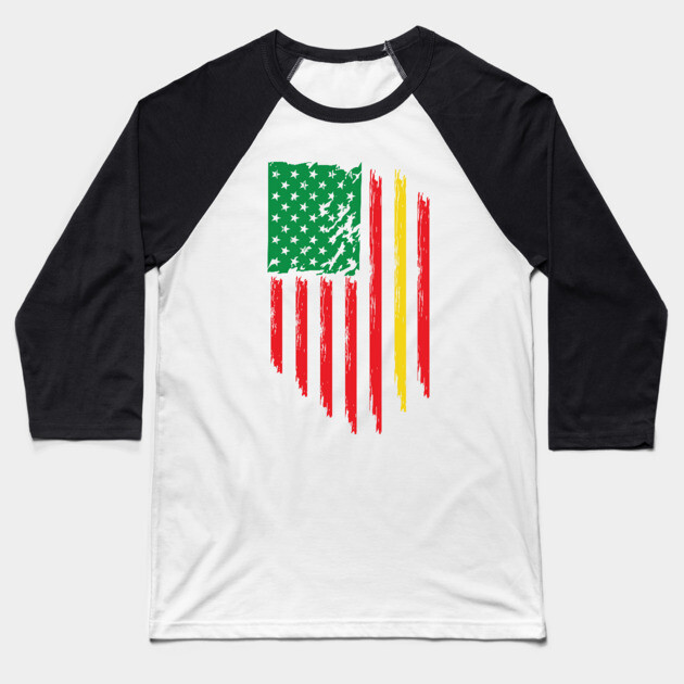Juneteenth, Black History, Freedom Day, USA Flag, African Colors Baseball T-Shirt by UrbanLifeApparel