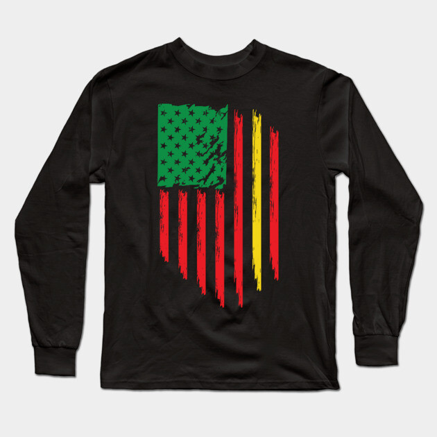 Juneteenth, Black History, Freedom Day, USA Flag, African Colors Long Sleeve T-Shirt by UrbanLifeApparel