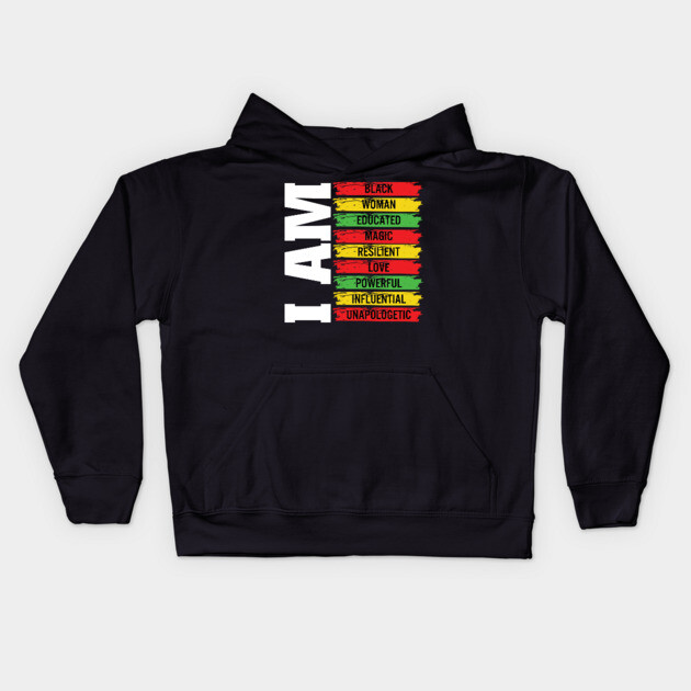 Powerful Black Woman, Black History, Black Women Kids Hoodie by UrbanLifeApparel