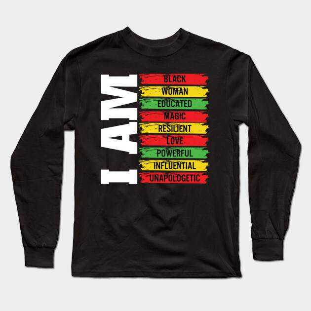 Powerful Black Woman, Black History, Black Women Long Sleeve T-Shirt by UrbanLifeApparel