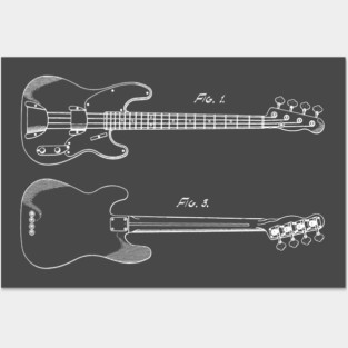 Bass Guitar Fender Stratocaster Patent Print Posters and Art