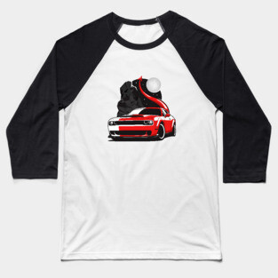 Red Demon With Tail Baseball T-Shirt