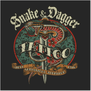Snake & Dagger Tattoo 1976 Posters and Art