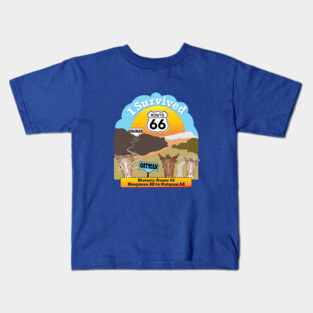 I Survived Route 66, Kingman AZ to Oatman AZ Kids T-Shirt