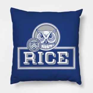 Vintage Rice Owl Mascot with Seal Logo Pillow
