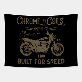 Built for Speed - Vintage Motorbike Design Tapestry