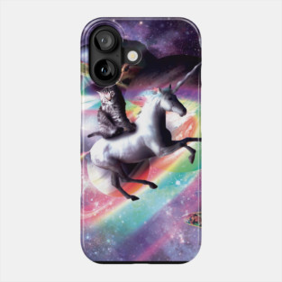 Space Cat Riding Unicorn - Laser, Tacos And Rainbow Phone Case