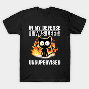 In My Defense I Was Left Unsupervised Black Cat Funny T-Shirt