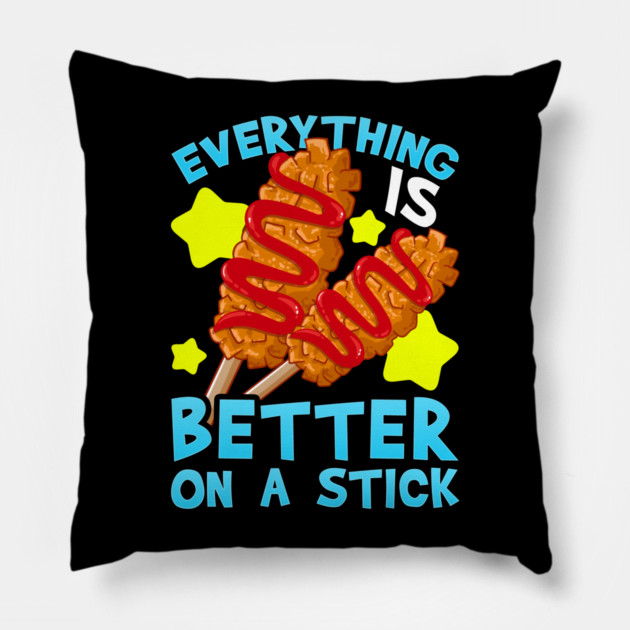Korean Corn Dog Everything is Better on a Stick Pillow by belownormal