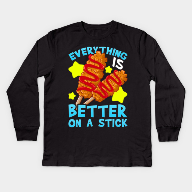 Korean Corn Dog Everything is Better on a Stick Kids Long Sleeve T-Shirt by belownormal