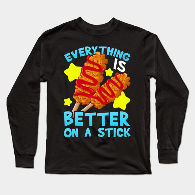 Korean Corn Dog Everything is Better on a Stick Long Sleeve T-Shirt by belownormal