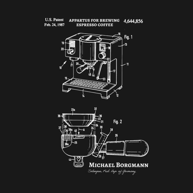Espresso Coffee Patent, Coffee Blueprint, Coffee Art, Kitchen