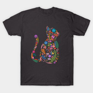 Fancy And Fine Flowered Cat Garden Design T-Shirt