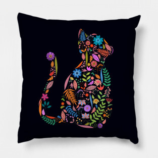 Fancy And Fine Flowered Cat Garden Design Pillow