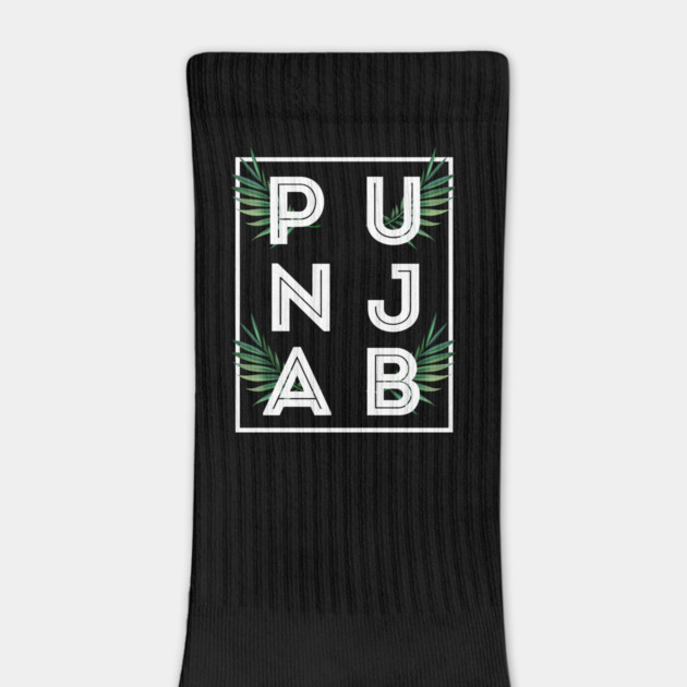 PUNJAB BOLD TYPO WITH GREEN LEAF - the LAND OF FIVE RIVERS by PUNJABISTYL