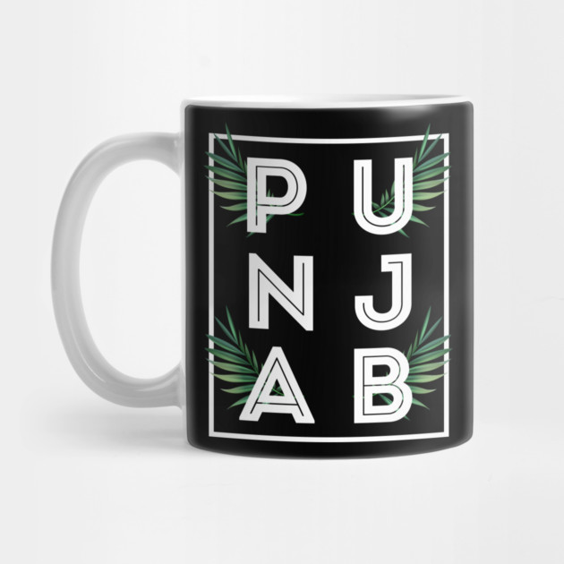 PUNJAB BOLD TYPO WITH GREEN LEAF - the LAND OF FIVE RIVERS by PUNJABISTYL