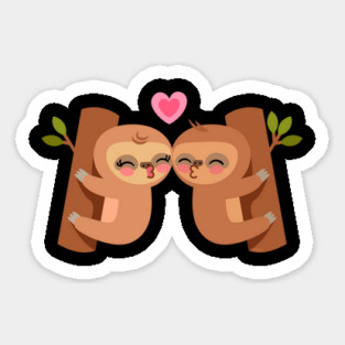 Kissing Sloths Love Funny Humor T-Shirt Valentine's Sticker