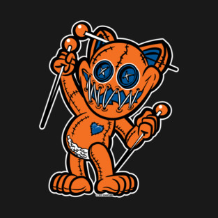 Happy VooDoo Kitty Cat Doll Orange and Reflex Blue T-Shirt