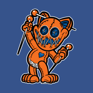 Happy VooDoo Kitty Cat Doll Orange and Reflex Blue T-Shirt